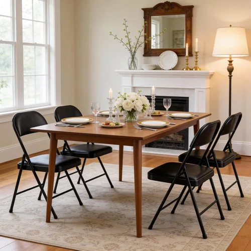 Miniatura 7 de Paquete de 2 sillas plegables, sillas de comedor plegables de piel sintética con asiento y respaldo acolchados, juego de sillas plegables