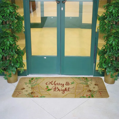 Miniatura 5 de E-view Tapete de Navidad decorativo para interiores y exteriores, de goma, para puerta delantera, felpudos de bienvenida de invierno para porche