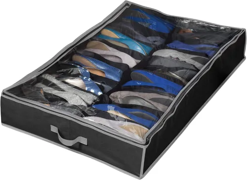 Richards Caja de cambios negro/gris, organizador de zapatos de 16 celdas, 37.5 x 23.5 x 5.5 pulgadas, negro