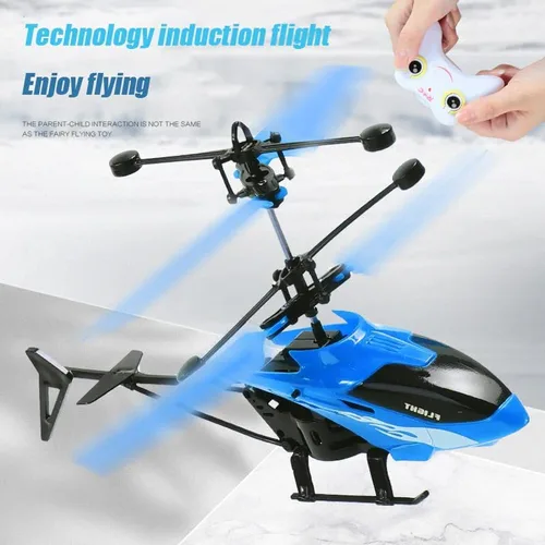 Miniatura 3 de Juguetes de helicóptero volador con detección de gestos para interiores, helicóptero controlado a distancia, juguetes para niños con luces LED, Azul