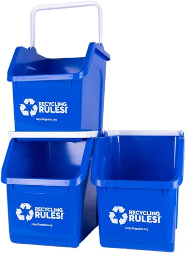 Miniatura 8 de Azul apilable cesto de Reciclaje de contenedor con mango 6 galones – 4 paquetes de cestos