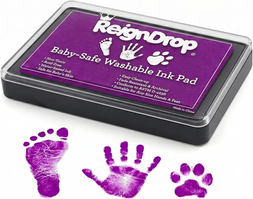 Miniatura 10 de ReignDrop Almohadilla de tinta para huella de bebé y huella de mano - Crea sellos de recuerdo impresionantes y duraderos para bebés y niños. A Azul