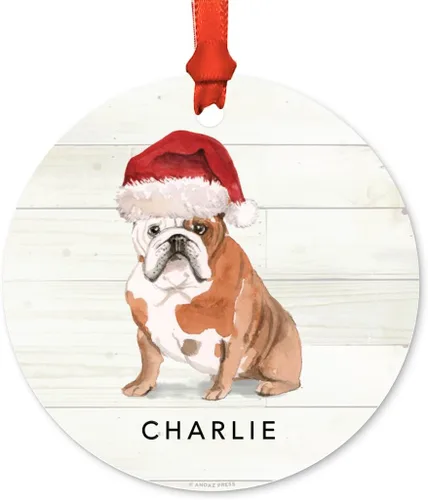 Miniatura 16 de Andaz Press Adorno de Navidad de metal personalizado para perro, perro y mascota, cocker spaniel con sombrero de Papá Noel, 1 paquete, incluye cinta