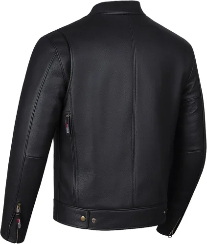 Miniatura 4 de COMMUTER - Chaqueta de motocicleta para hombre, piel de búfalo premium, armadura CE, bolsillos utilitarios, Street Cruiser Motorbike Biker Negro