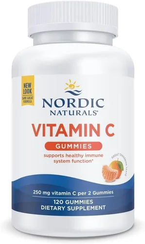 Gomitas de vitamina C de Nordic Naturals, las gomitas masticables de mandarina proporcionan la dosis diaria de los nutrientes esenciales de la