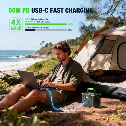 Miniatura 3 de GRECELL- Central eléctrica portátil 300 W, generador solar 288 Wh c/salida USB-C PD 60 W, salida CA de onda sinusoidal pura 110 V, batería de litio