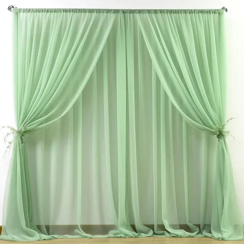 Miniatura 11 de Cortina de telón de fondo de tul azul bebé de 10 x 10 pies para fiestas, cortinas de fondo transparentes para bodas, baby shower, baby shower