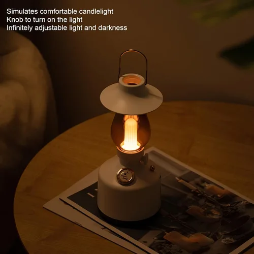 Miniatura 4 de Lámparas de mesa retro con altavoz Bluetooth, lámpara de noche de música vintage, altavoz Bluetooth de mano con luz de vela regulable, efecto