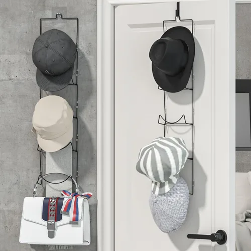 Miniatura 2 de LINFIDITE Paquete de 10 soportes para colgar sombreros, organizador flexible con múltiples ganchos, montado en la pared, sobre la puerta, para gorra