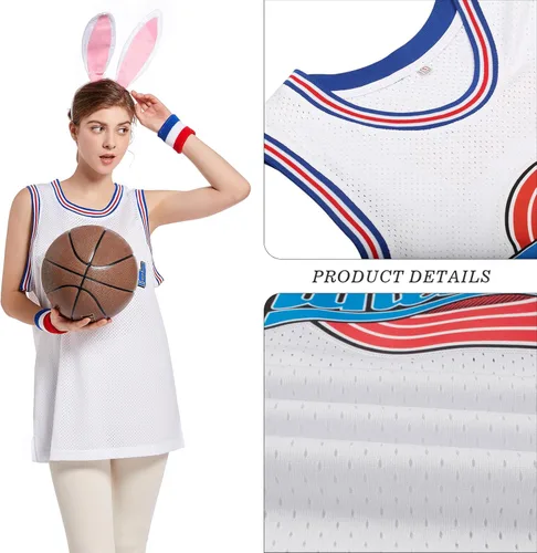 Miniatura 3 de Jersey de baloncesto para hombre, Lola#10 Bugs#1 camisetas de película espacial de los años 90 para HalloweenNavidad, deportes, hip hop, fiesta