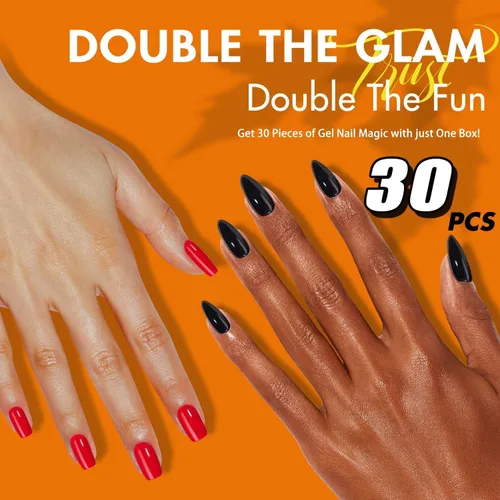 Miniatura 6 de KQueenest 30 PIEZAS Uñas Postizas Vino Rojo Oscuro, Uñas Cortas y Medianas Cuadradas, Uñas Acrílicas Burgundía, Uñas Postizas de Color Sólido, Uñas