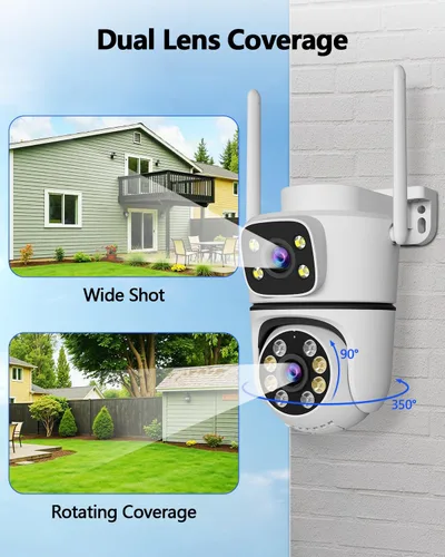 Miniatura 3 de WEILAILIFE 【Vinculación de Lentes Duales】 Cámara de Seguridad Inalámbrica para Exteriores de 5MP, Cámaras de Vigilancia por Video PTZ WiFi