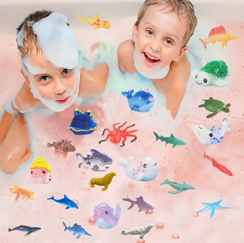 Miniatura 2 de Bombas de baño de tiburón para niños con sorpresa de animales marinos en el interior – Set de regalo de bombas de baño naturales y seguras para Azul