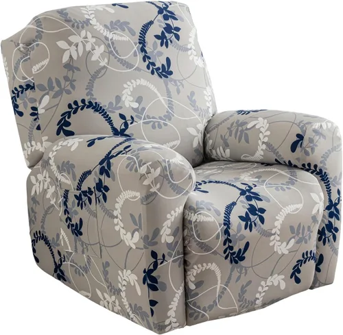 Miniatura 66 de CRFATOP Funda para sillón reclinable con estampado floral con bolsillos, funda única para sillón reclinable, 4 piezas, funda para sillón reclinable