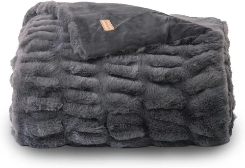 Miniatura 11 de EVERGRACE Manta de tiro lujosa y suave de piel sintética de conejo, acogedora manta cálida de felpa suave y peluda para sofá, cama, silla
