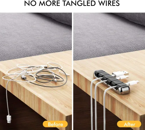 Miniatura 4 de AhaStyle Clips para cables, paquete de 3 soportes para cables, organizador de cables, autoadhesivo, para organizar el escritorio, cable USB, mesita