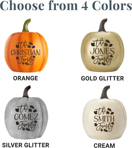 Miniatura 8 de Let's Make Memories Calabaza iluminada personalizada, decoración de Halloween de Jack o Lantern, nombre de tu familia en una calabaza personalizada