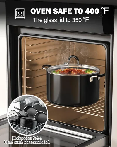 Miniatura 7 de Cook N Home Juegos de Ollas y Sartenes Antiadherentes de Cocina incluyen Cacerola, Sartén, Ollas de Caldo de 8 Piezas, Calibre Pesado, Mango que se