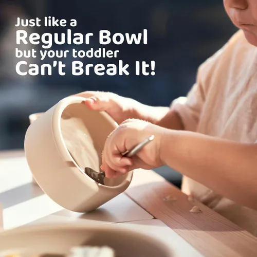 Miniatura 6 de APLAINR Solid Bowl - Tazón de silicona para bebés, niños pequeños y niños, 9 onzas líquidas, antideslizante, base pesada, profundo, apto para Crema
