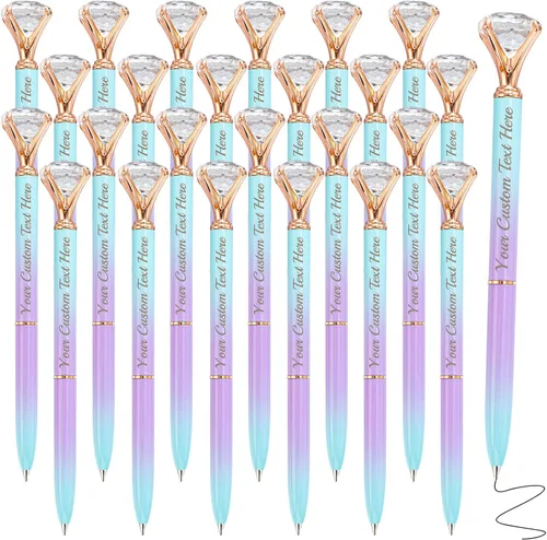 Miniatura 25 de Bolígrafos personalizados de diamantes grandes, bolígrafo de cristal grabado personalizado con logotipo de nombre, bolígrafo de lujo personalizado