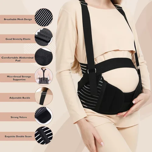 Miniatura 13 de Bandas para el vientre para mujeres embarazadas – Cinturón de maternidad Soporte de embarazo – Carpeta abdominal transpirable, soporte de espalda