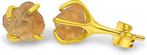 Miniatura 72 de Aretes de piedra preciosa natural en bruto con oro amarillo sobre plata de ley 925, 6 a 0.276 in, regalo de piedra de nacimiento de calidad genuina