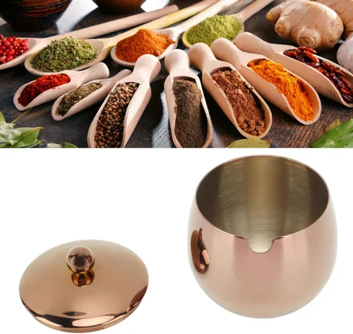 Miniatura 3 de Azucarero de acero inoxidable, tarro de especias con tapa, plato grande para suagr, contenedor de azúcar pulido, soporte multifuncional para cocina