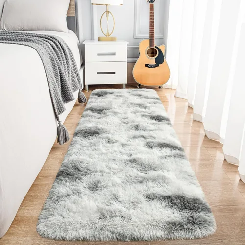 Miniatura 69 de Noahas - Alfombra suave y afelpada para habitación de niña y sala de estar, colorida, decoración para guardería, teñido anudado arcoíris, azul