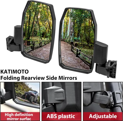 Miniatura 4 de Espejos retrovisores laterales ajustables para Polaris Ranger 1000 XP 570 900 17-24, espejos laterales retrovisores plegables para Polaris Ranger XP