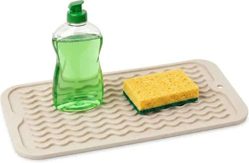 Miniatura 69 de ZLR 2 bandejas de silicona para fregadero (6 x 12 pulgadas/6.024 x 12.008 in) - Soporte estrecho para esponja para encimera de cocina - Tapete Negro