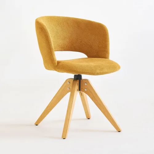 GrandNoor Silla giratoria moderna de mediados de siglo con patas de madera maciza, silla de escritorio de oficina en casa, sin ruedas, silla de