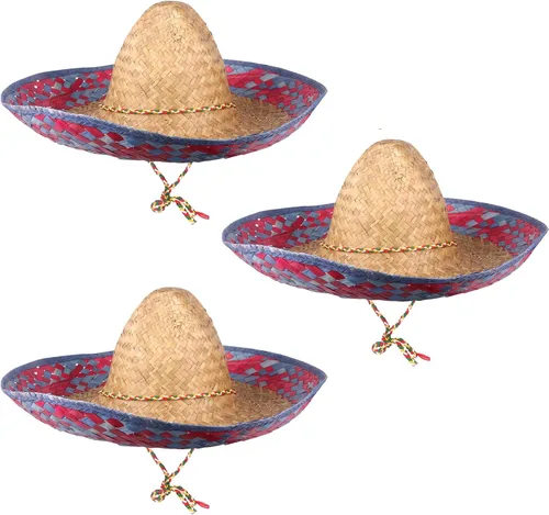 Miniatura 10 de DUNCHATY Sombrero para Fiesta Cinco de Mayo, decoraciones de fiesta temática mexicana - Sombrero de paja para adultos