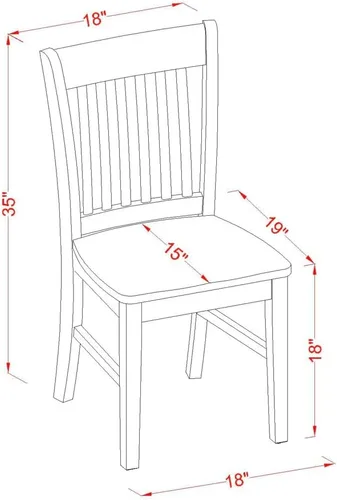 Miniatura 7 de East West Furniture ANNO5-MAH-W - Juego de comedor de 5 piezas que incluye una mesa de comedor redonda con pedestal y 4 sillas de asiento de madera