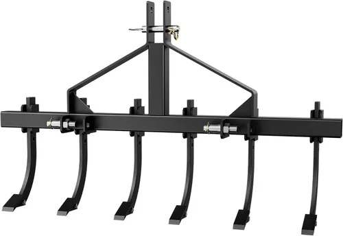YITAMOTOR Cultivador escarificador de arado de cincel desmontable resistente de 48 pulgadas con 6 vástagos escarificadores para tractores CAT-1 y