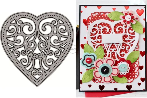 Miniatura 9 de DzIxY Troqueles de corte de metal en forma de corazón simples para kit de fabricación de tarjetas, juegos de troqueles de papel en relieve, 7