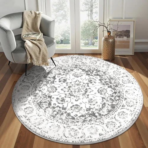 Miniatura 12 de Pauwer Alfombra vintage de flores 2 x 3 pulgadas, estilo envejecido, antideslizante, de pelo bajo, tapete para entrada, interior, pequeña, retro