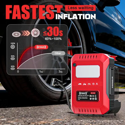 Miniatura 5 de DIYtoolifz Compresor de aire inalámbrico para inflador de neumáticos compatible con batería Milwaukee de 18 V (solo herramienta), bomba de aire