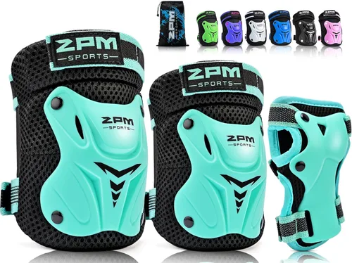 Miniatura 8 de 2PM SPORTS Rodilleras para niños, muñequeras y coderas con bolsa de cordón, juego de equipo de protección para niñas y niños, patinaje sobre ruedas