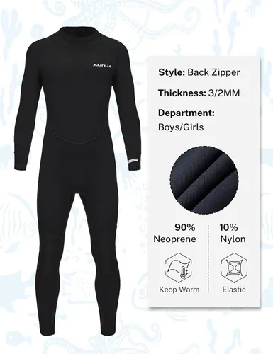 Miniatura 2 de Traje de neopreno para niños y niñas, traje de neopreno completo de 3/0.079 in y traje corto de 0.118 in para natación, surf