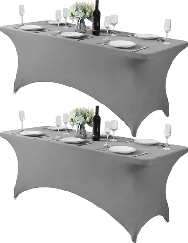 Miniatura 122 de Mantel de elastano para mesas de 4, 6 u 8 pies, mantel elástico universal ajustable para fiestas, banquetes, bodas y eventos - Verde manzana