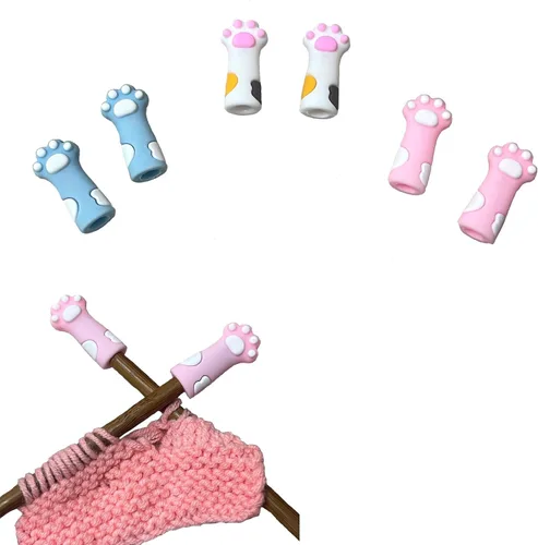 Miniatura 11 de SPANSEE 6 uds. Protectores de Puntas de Agujas de Tejer con Forma de Pata de Gato, Protectores de Puntas de Agujas de Tejer, Detenedor de Puntos, 6