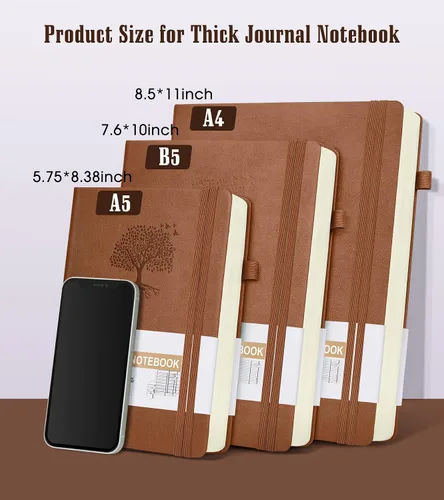 Miniatura 2 de Cuaderno Diario con Líneas - 365 Páginas A5 Cuaderno Grueso para Escribir para Hombres y Mujeres, Cuaderno con Rayas Universitarias, Diario de Cuero