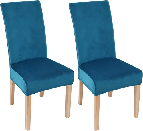 Miniatura 54 de smiry - Fundas para sillas de comedor de terciopelo elástico y suave, extraíbles, Terciopelo, Beige