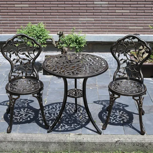 Miniatura 7 de JARDIN DE CENTENNIAL - Juego de bistró para patio. Juego de mesa de bistró de aluminio fundido resistente al óxido con agujero para paraguas