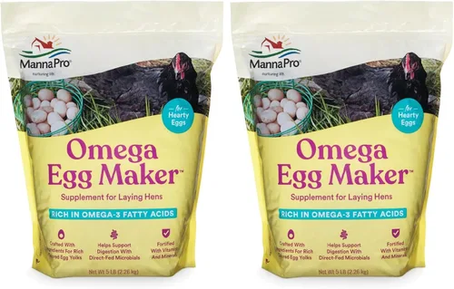 Miniatura 8 de Manna Pro Omega Egg Maker, suplemento de alimentación de pollo para gallinas ponedoras, alimento para aves de corral con ácidos grasos omega-3