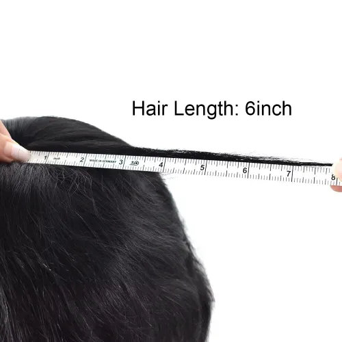 Miniatura 4 de Toupee - Sistema de reemplazo de cabello humano real de 0.004 in para hombres, con inyección, poliuretano duradero, piel fina, línea capilar