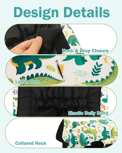 Miniatura 3 de CuteBone - Abrigo de invierno para perros, chaleco reversible impermeable y resistente al viento, chaqueta gruesa ajustable para clima frío