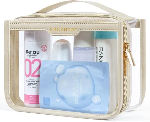 Miniatura 13 de BAGSMART Bolsa de aseo aprobada por la TSA, bolsa de aseo de viaje transparente, bolsa de cosméticos de maquillaje para mujeres, bolsa organizadora