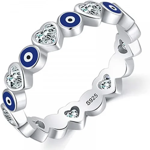 Anillo de corazón y mal de ojo siempre protegido, anillo de mal de ojo, anillo de amor azul minimalista, regalo de joyería de protección de la suerte