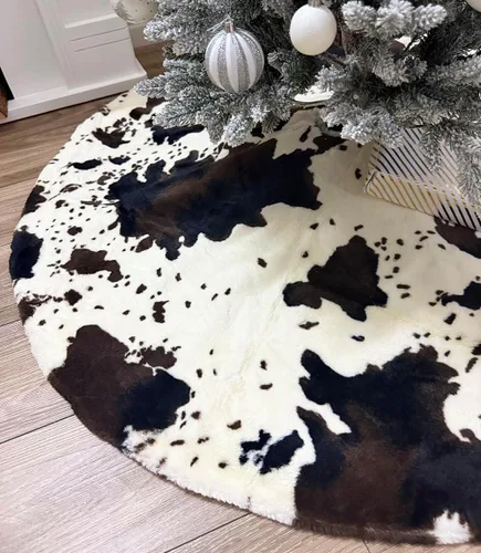 AOGU Falda de árbol de Navidad de piel sintética de vaca de 36 pulgadas, decoración navideña para árbol de Navidad, fiesta festiva, decoración del
